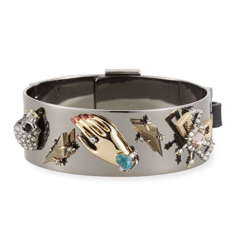 ALEXIS BITTAR Vanitas Leather Buckle Hinge Bracelet
